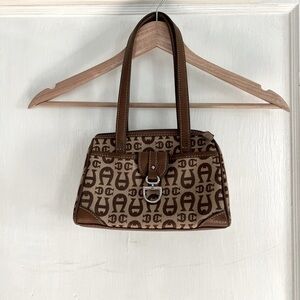 Unique Etienne Aigner Mini Brown Monogram Handbag